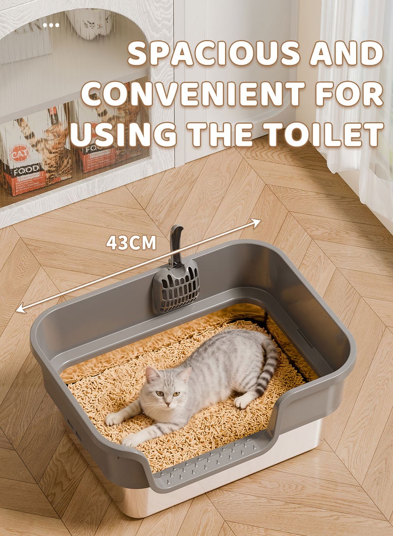 Kidle Stainless Steel Cat Litter Box with Scoop Anti Splashing and Easy Clean - Image 4
